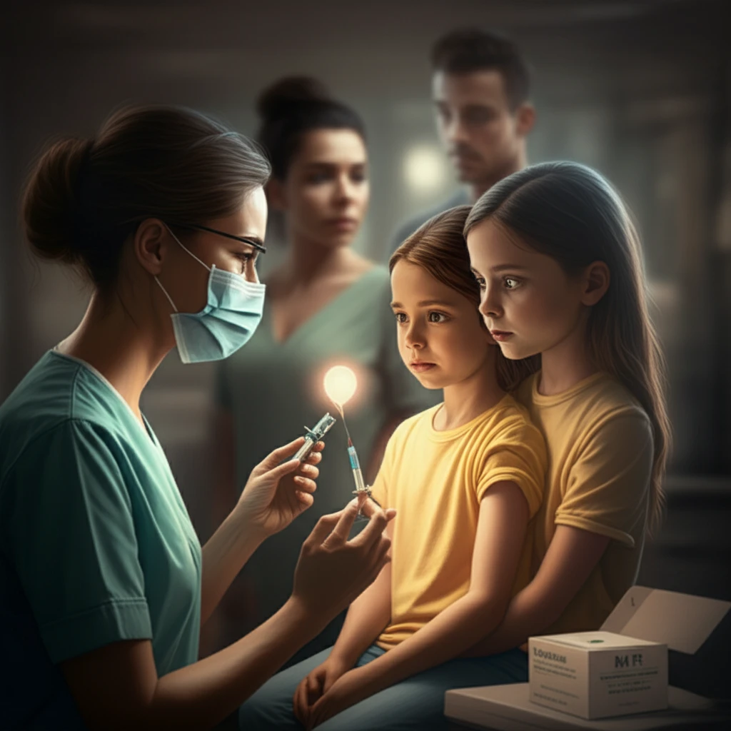 Practice nurse administering MMR vaccine