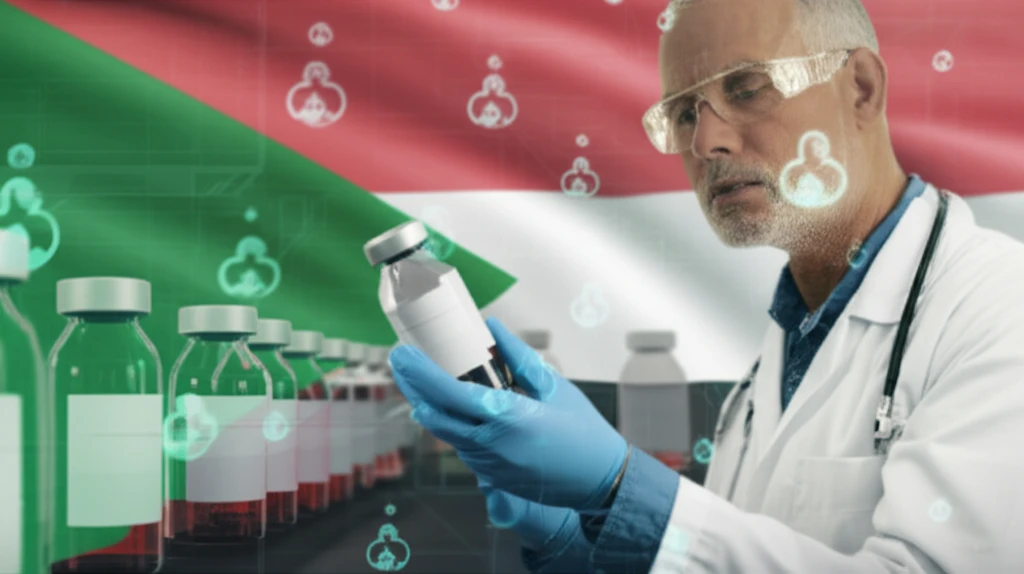 Pharmacist inspecting medicine quality in Sudan