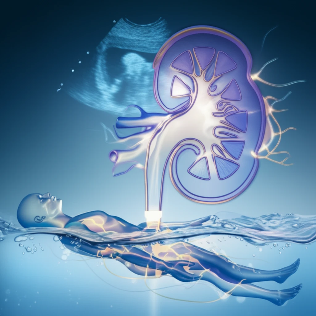 Surreal illustration representing fluid overload in chronic kidney disease.