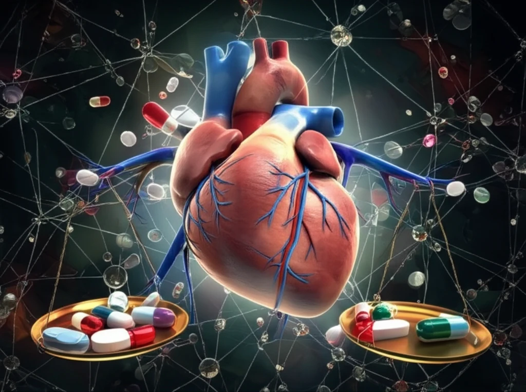 Heart entangled in medications, balancing dual and triple therapy.