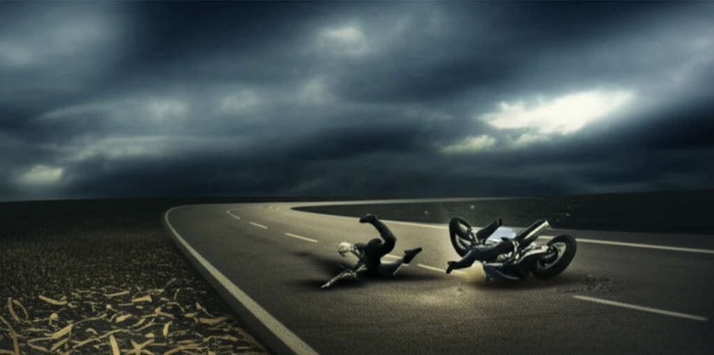 Surreal image of a road accident leading to a hidden bacterial infection.