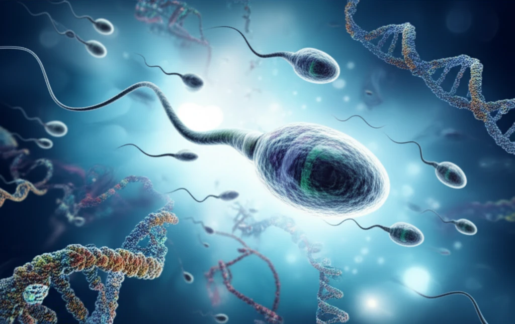 Microscopic landscape representing sperm health and male fertility