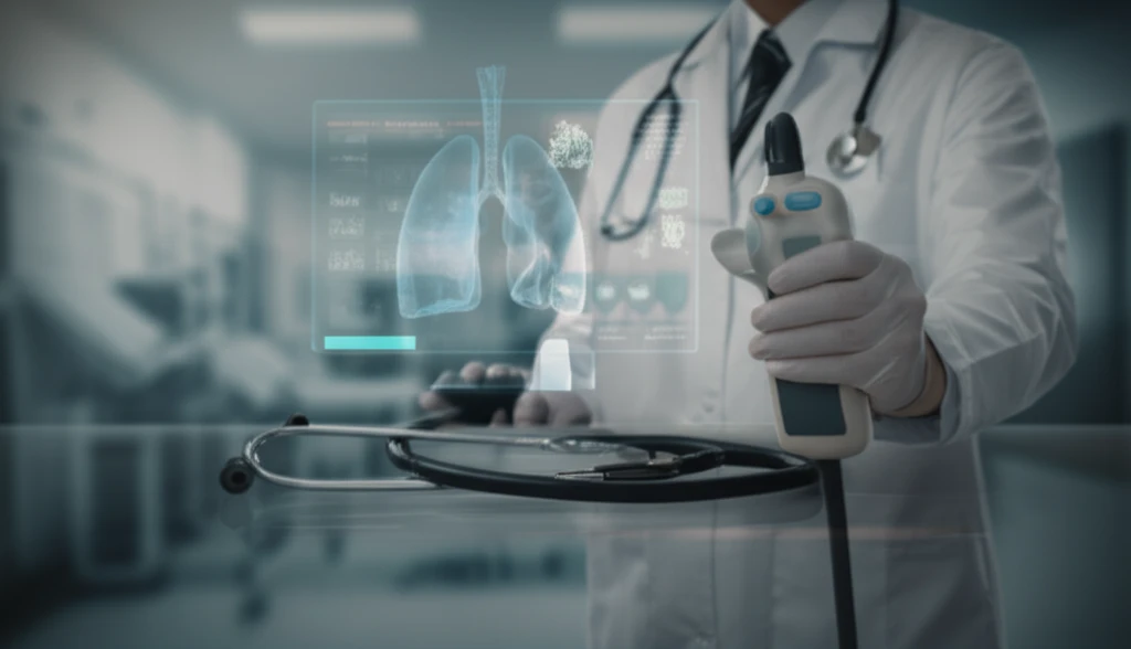 A doctor using lung ultrasound in an emergency room setting