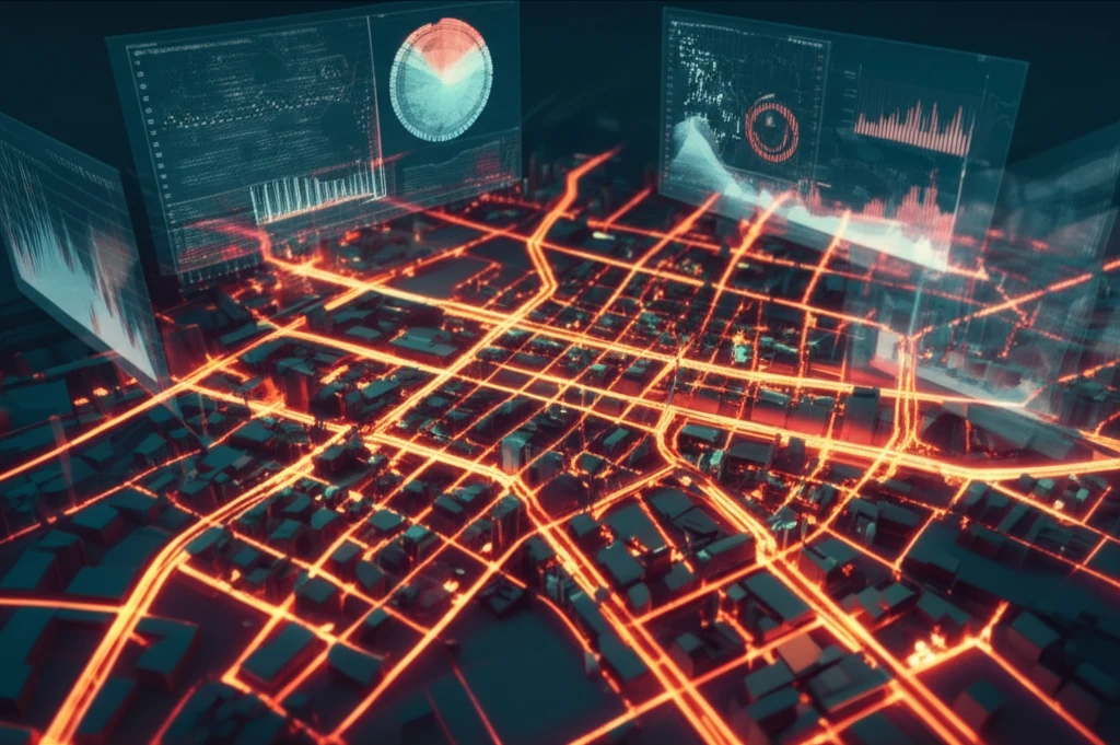 Stylized map highlighting disease clusters overlaid with health data.