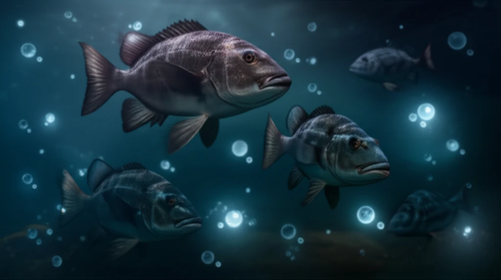 Black porgy swimming in a balanced aquaculture environment.