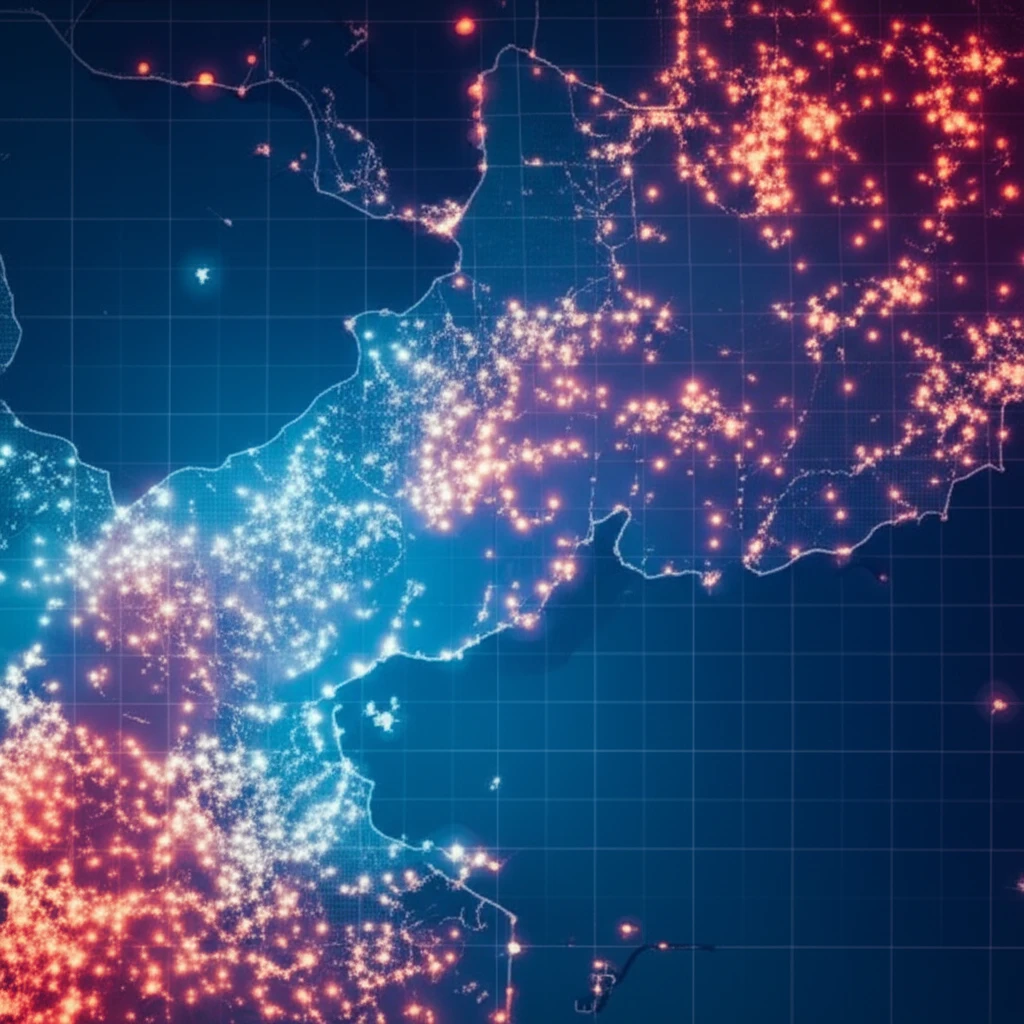 Stylized map of mosquito hotspots, showing areas of high density for targeted control efforts.