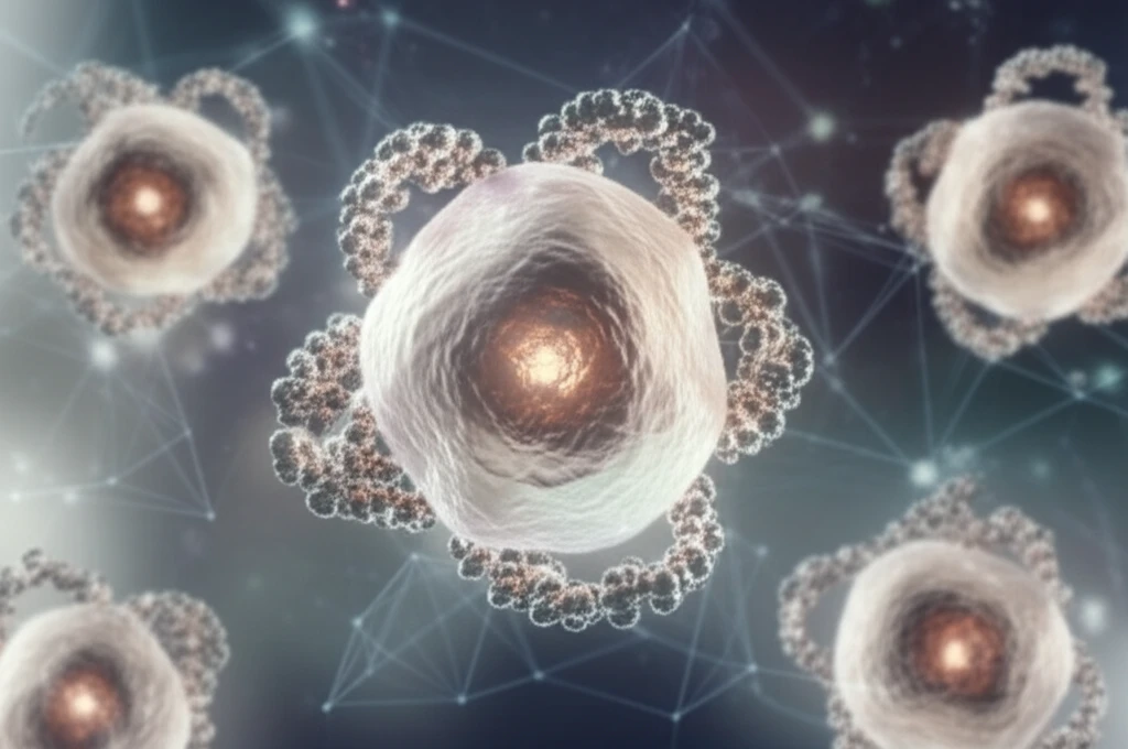 Surreal illustration of a superoxide sensor interacting with cells.