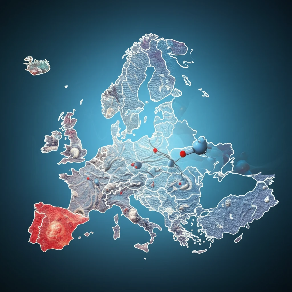 Dimethyl Fumarate transforming into a map of Europe