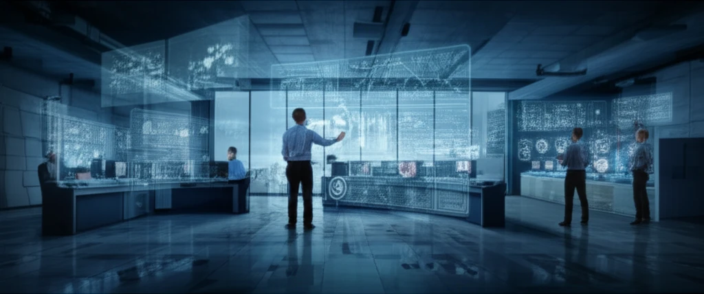 Modern water utility control room with CMMS displays