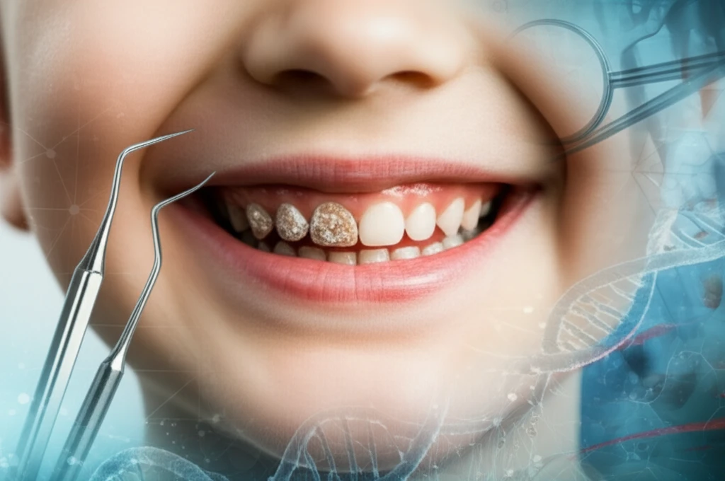 Illustration of MIH-affected teeth alongside healthy teeth, symbolizing the importance of early detection and dental care.