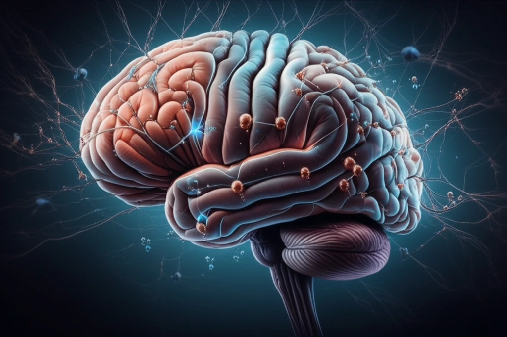 Surreal image representing altered brain connectivity and oxytocin's role in OCD.