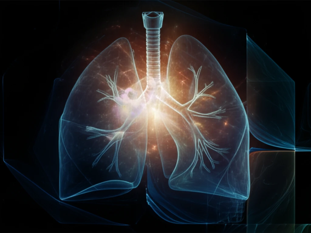 Glowing lung nodule within a hazy lung, representing ground glass opacity.