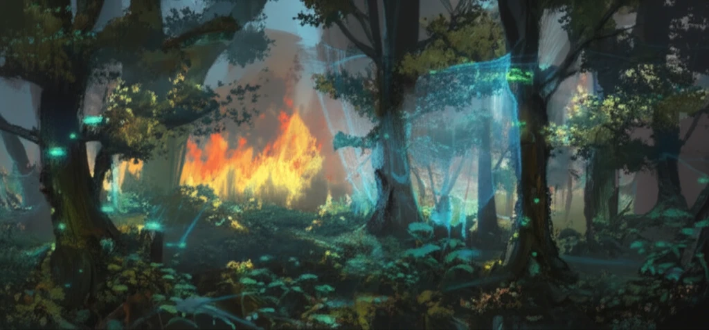 IoT sensors protecting a forest from wildfire.