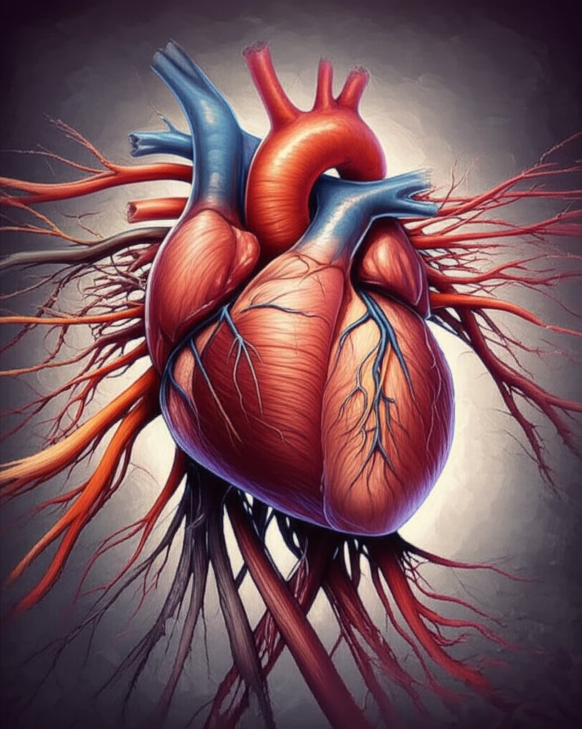 Symbolic representation of the interplay between heart health and muscle function in heart failure.