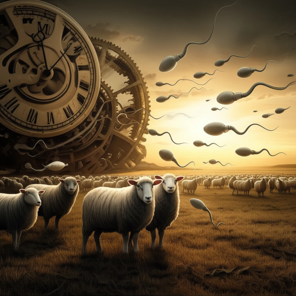 Surreal illustration of sheep breeding precision