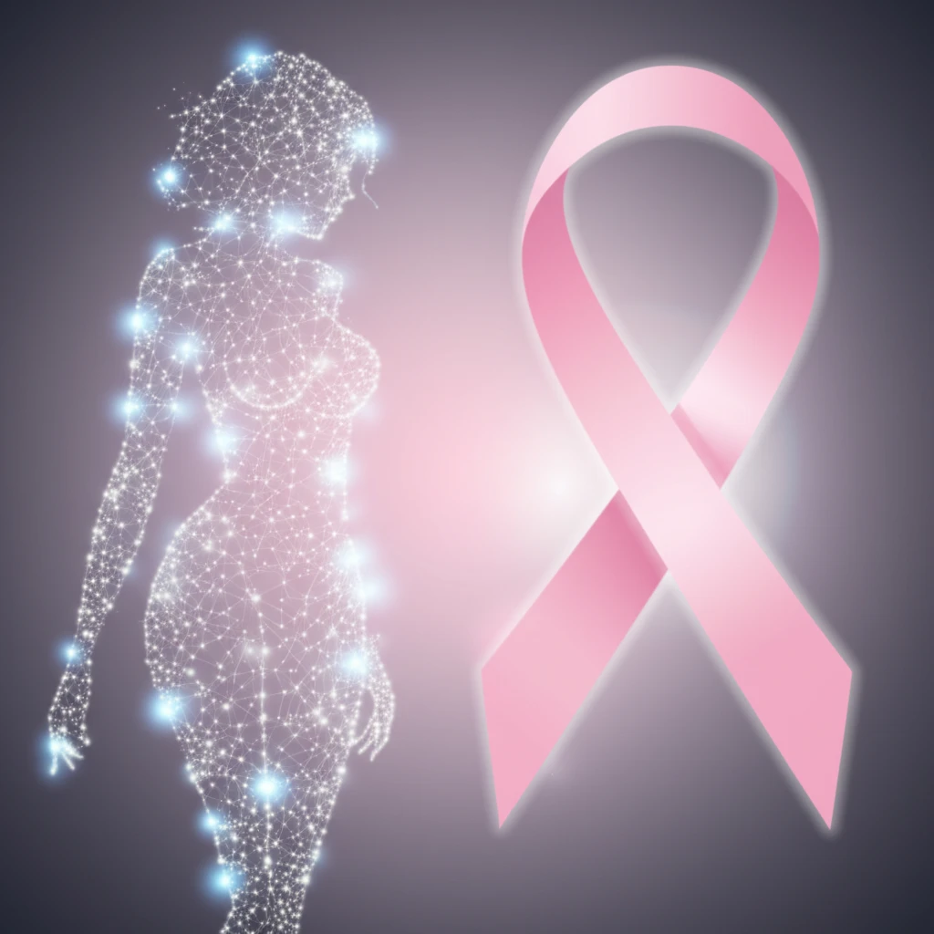DNA strands forming a woman's silhouette symbolizes personalized breast cancer treatment.