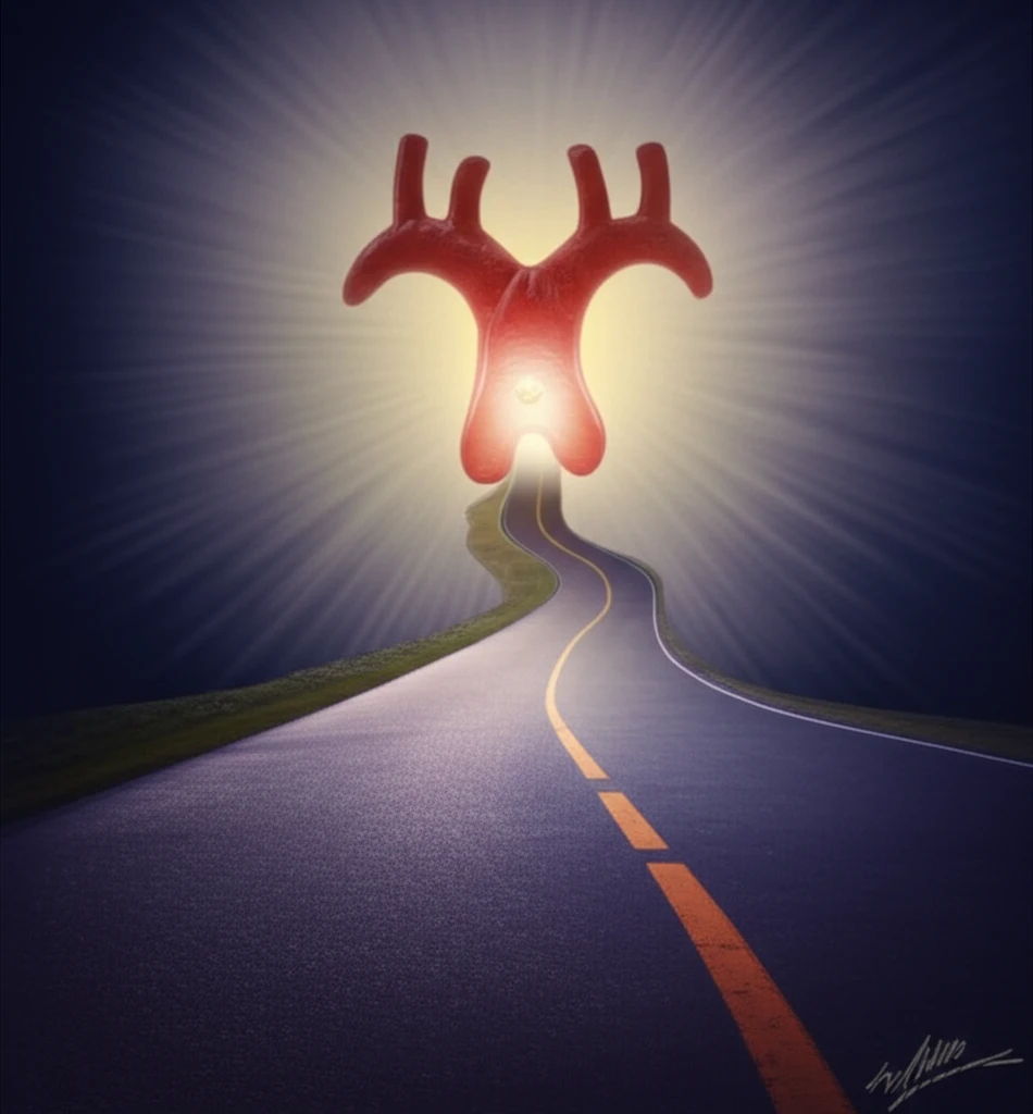 Surreal illustration representing the diagnostic journey of Cushing's syndrome.
