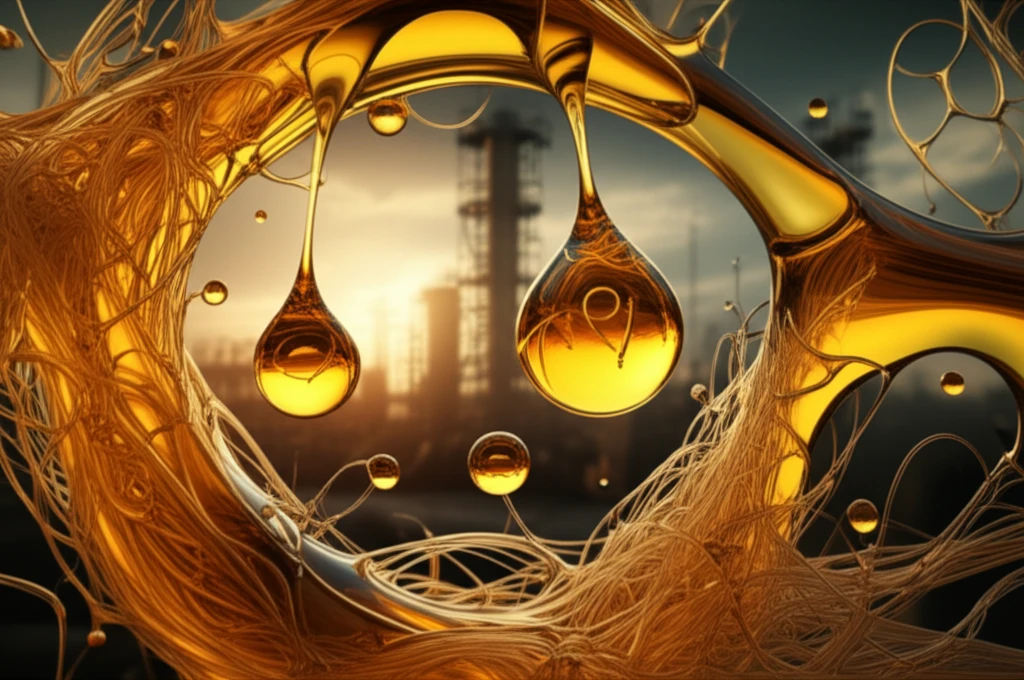 Surreal illustration of oil droplets and plant fibers representing hidden value in palm oil waste.