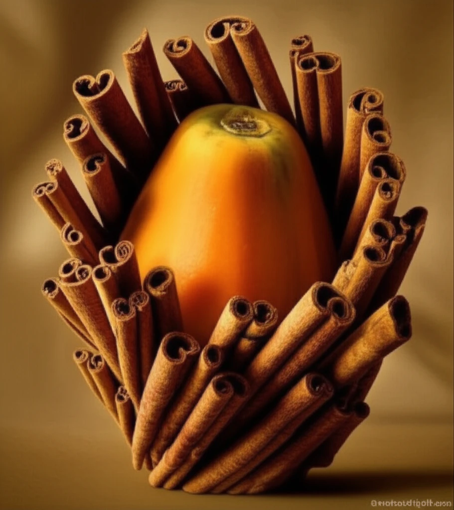 Papaya fruit protected by cinnamon shield