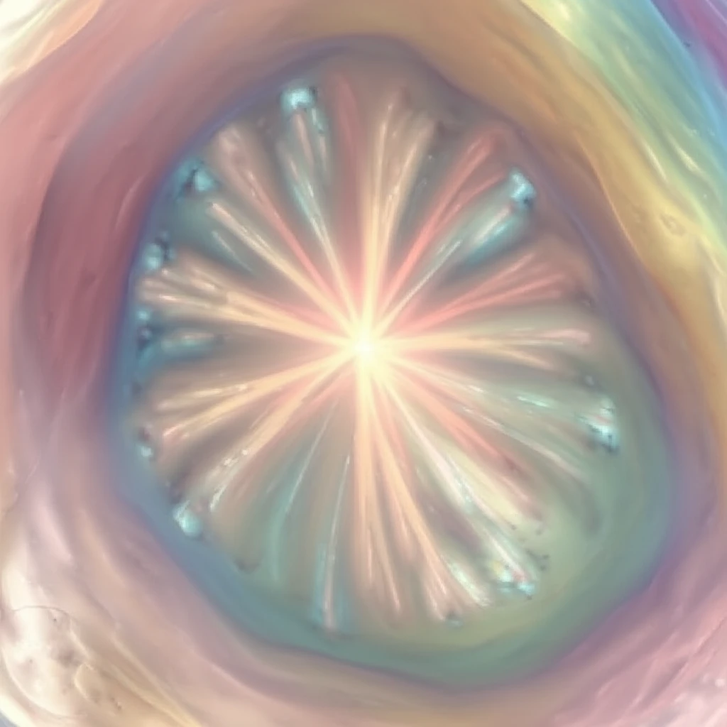 Microscopic view of a radial scar in breast tissue.