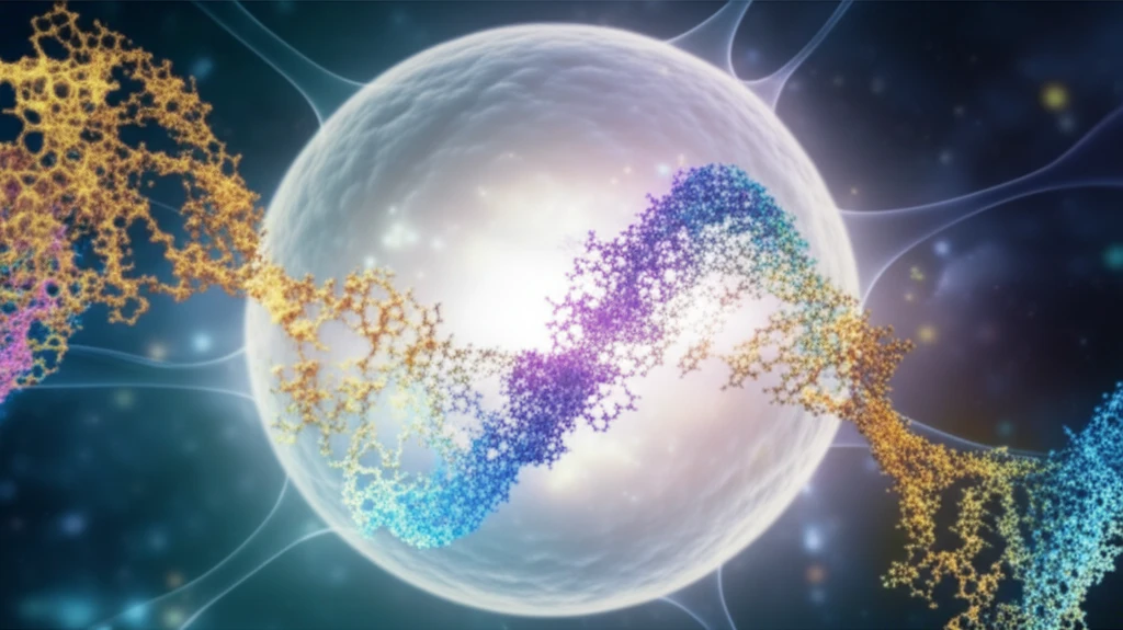 Illustration of DNA and protein interaction within a cell nucleus