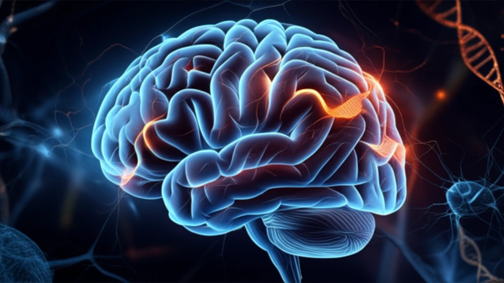 Developing brain with DNA strands, symbolizing DOT1L's role in gene expression and brain architecture.