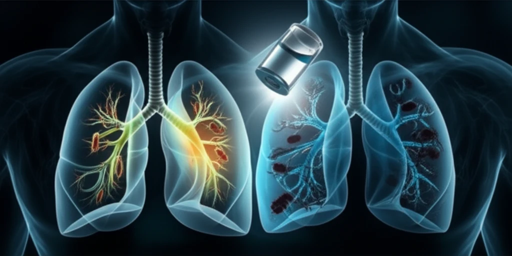A surreal illustration representing the changing landscape of adult pneumonia and the role of vaccination.