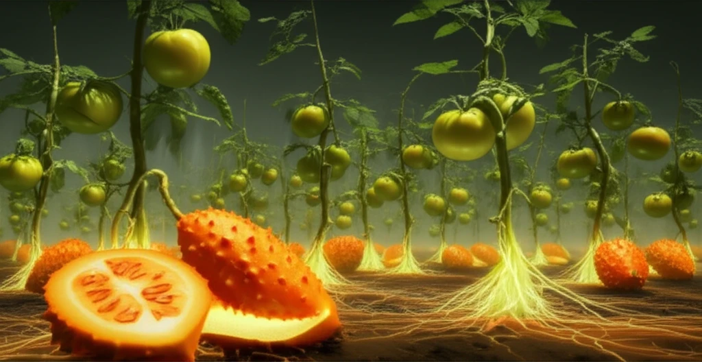 Tomato plants protected by a natural essence from wild cucumbers.