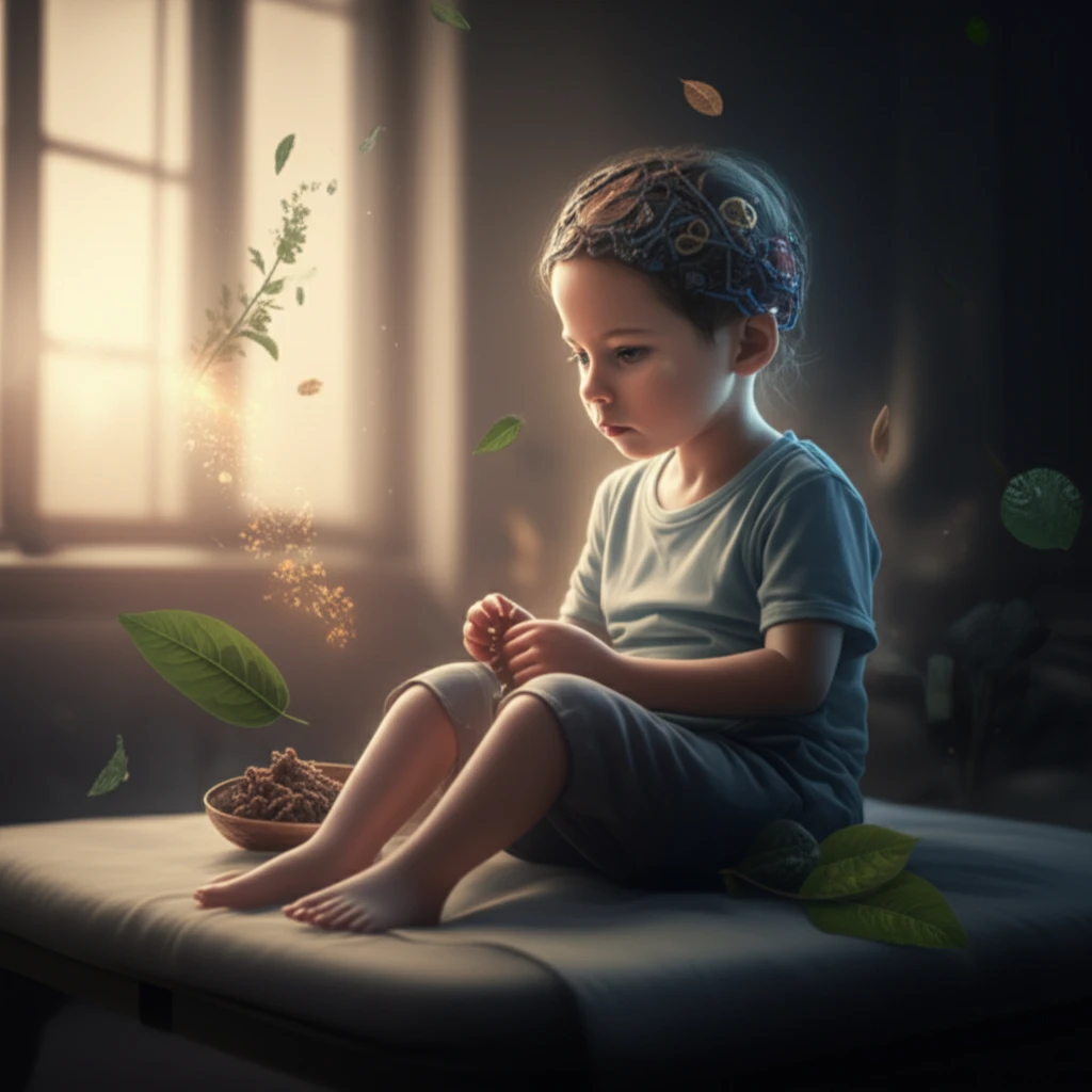 Child with cerebral palsy receiving Ayurvedic-inspired physical therapy