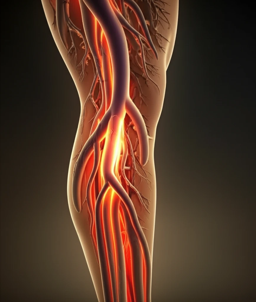 Bovine Carotid Artery Graft connecting to a human leg.