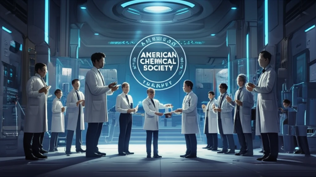 Surreal illustration of chemists receiving awards.