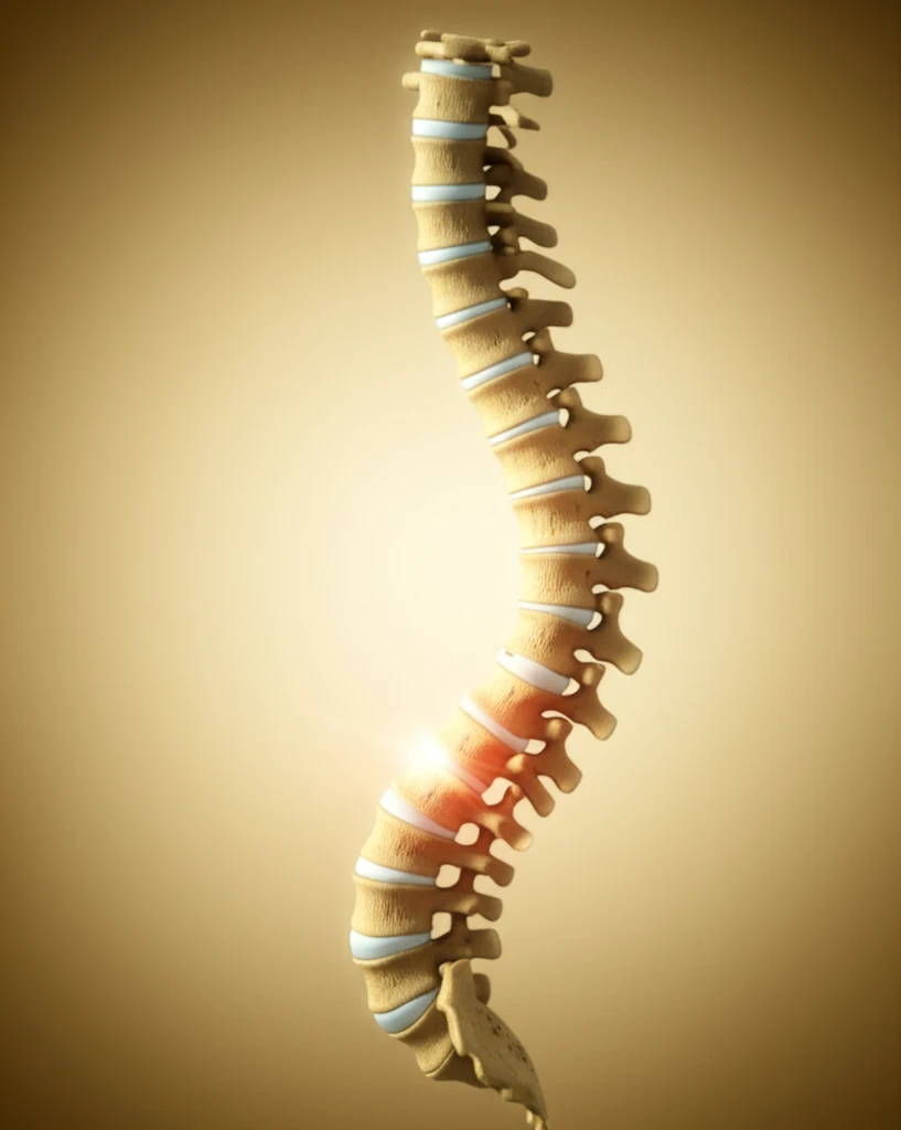 Illustration of spinal fusion providing stability.