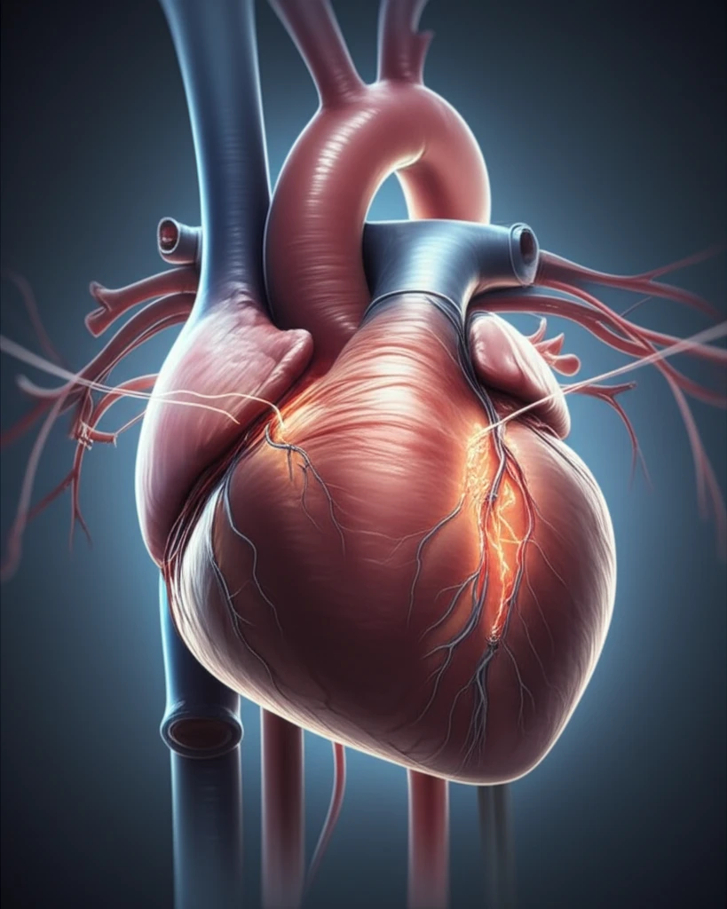 Illustration of a child's heart with a mended aortic arch symbolizing hope and surgical repair.