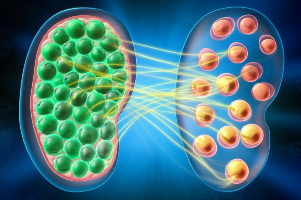 Illustration comparing a healthy ovary with protected follicles and a depleted ovary.