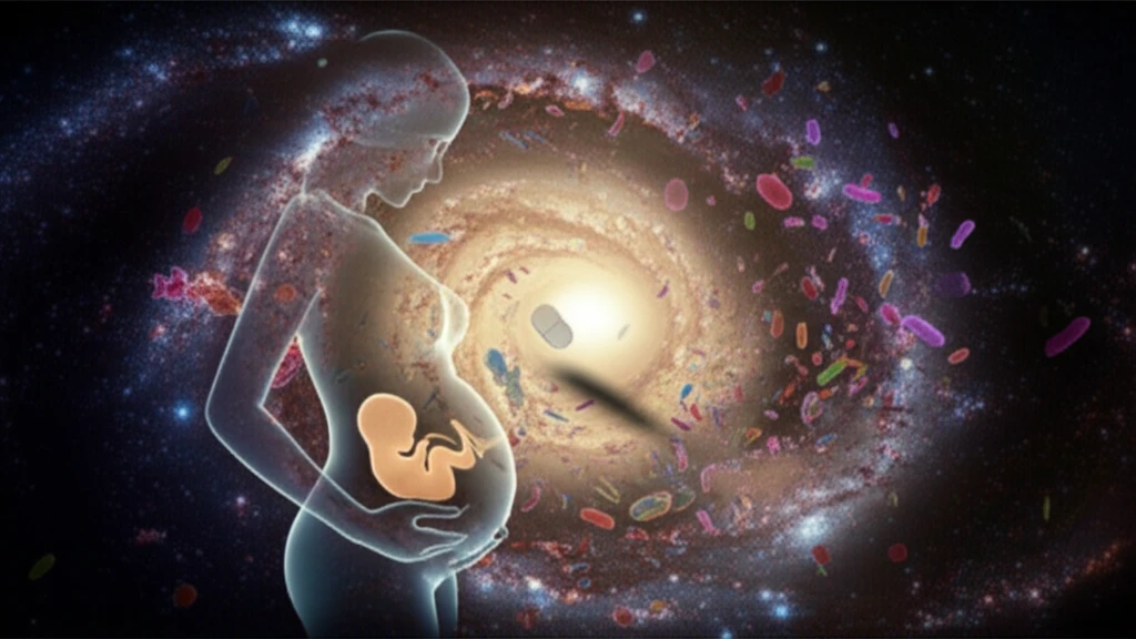 Illustration of the maternal microbiome and the impact of antibiotics during pregnancy.