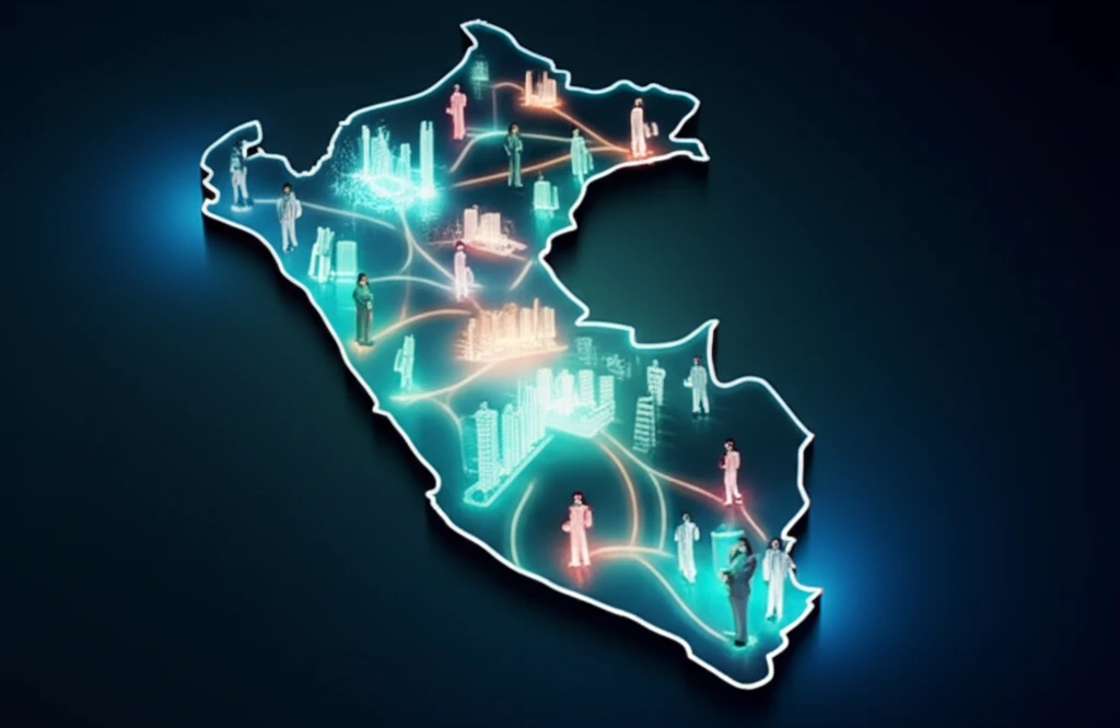 Stylized map of Peru symbolizing healthcare worker flow.