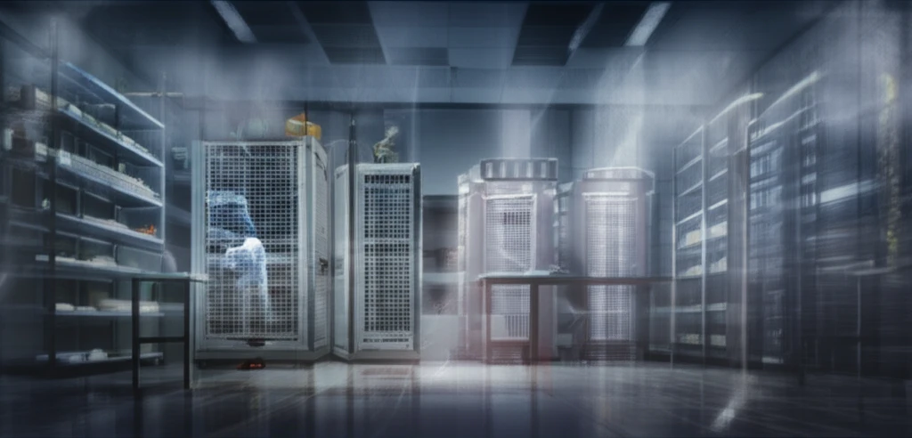 Scientist working with ventilated animal cages in a laboratory.