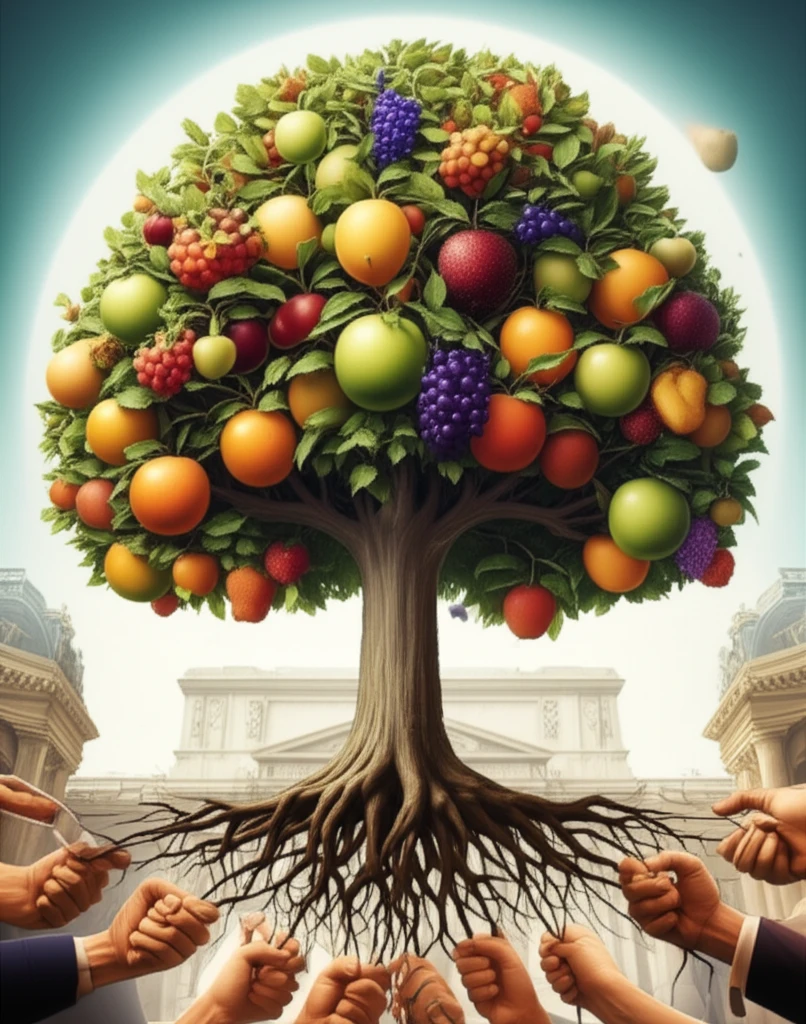 Stylized illustration of a tree symbolizing the influence of ownership structure on company performance.