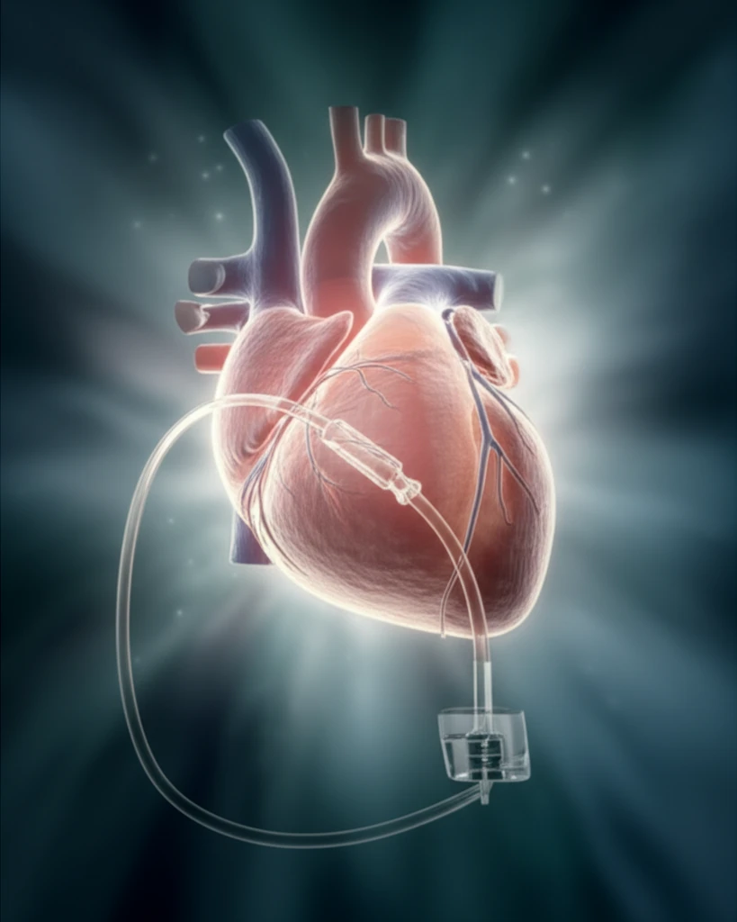 Central Venous Catheter draining fluid from around a healthy heart