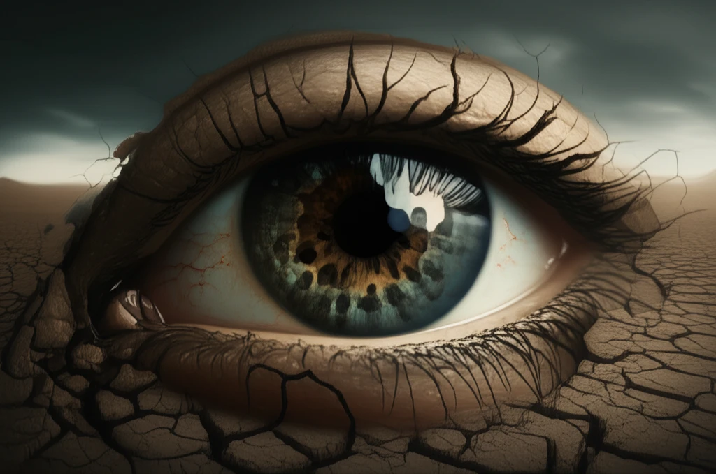 Illustration symbolizing the connection between dry eyes and mental distress in Sjögren's syndrome.