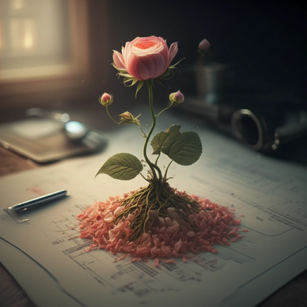 Blooming flower growing from a medical chart, symbolizing early palliative care in oncology.