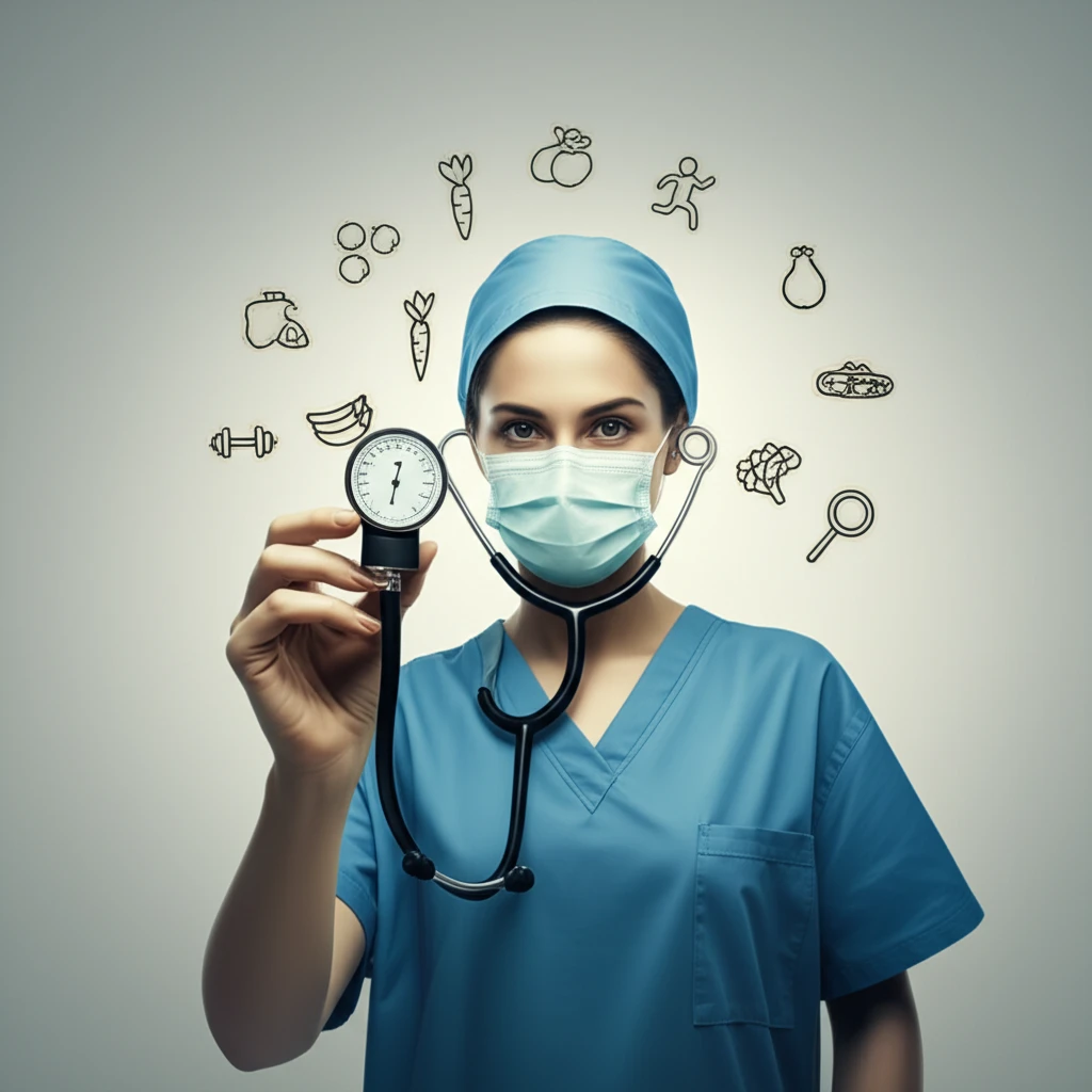 Illustration symbolizing nurse health and hypertension prevention.