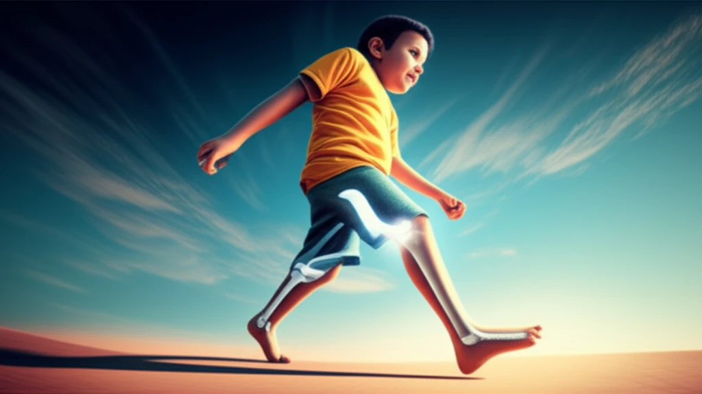 Illustration of a child with cerebral palsy walking confidently after successful hip subluxation surgery