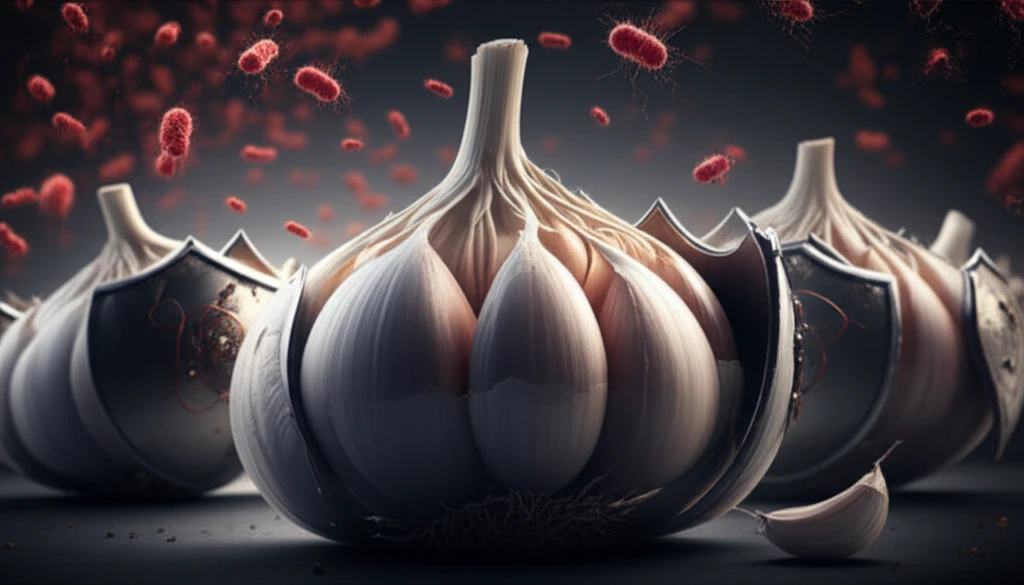 Garlic shields defending against staphylococcus bacteria.