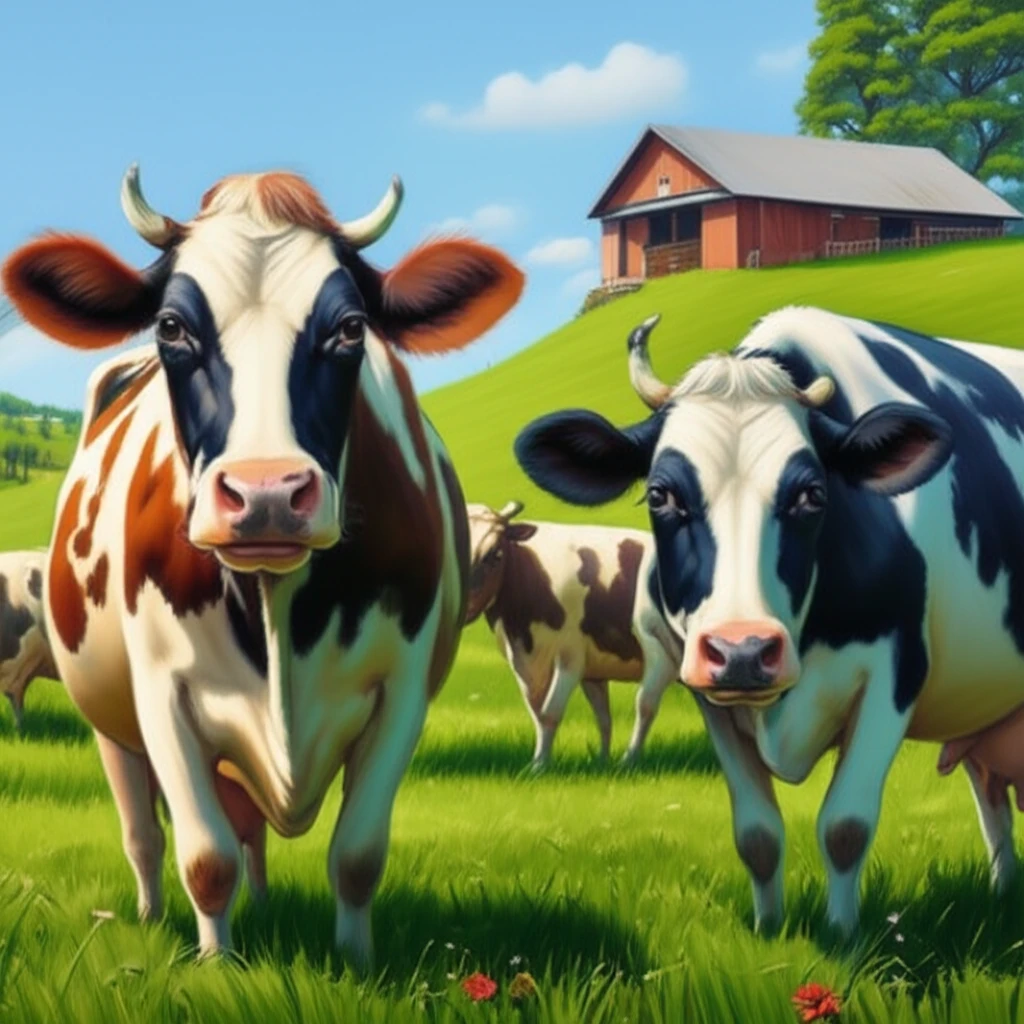 Dairy cows grazing in a pasture