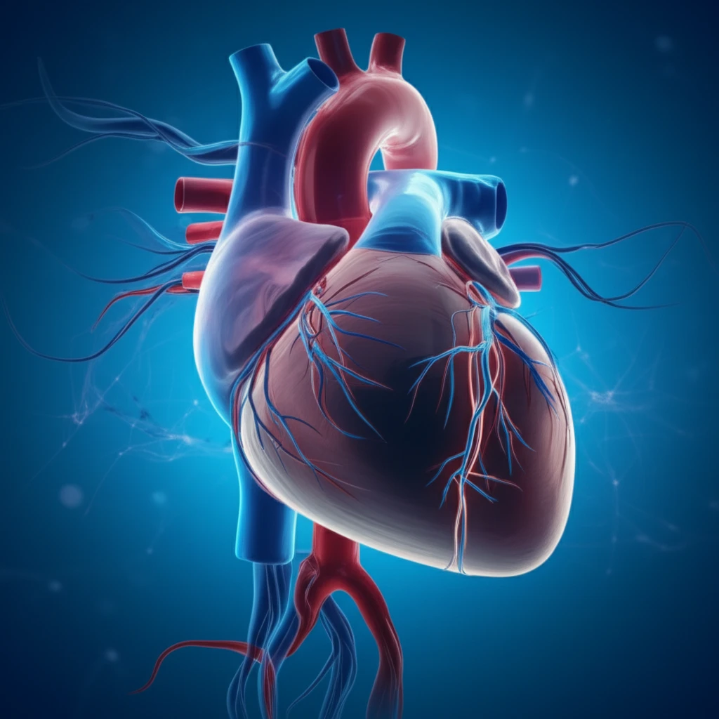 Illustration of a heart intertwined with neural networks, symbolizing Huntington's disease.