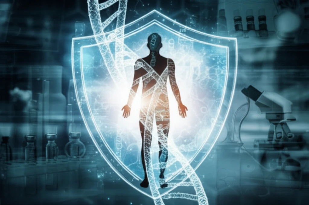 DNA shield protecting against HIV, vaccine research concept