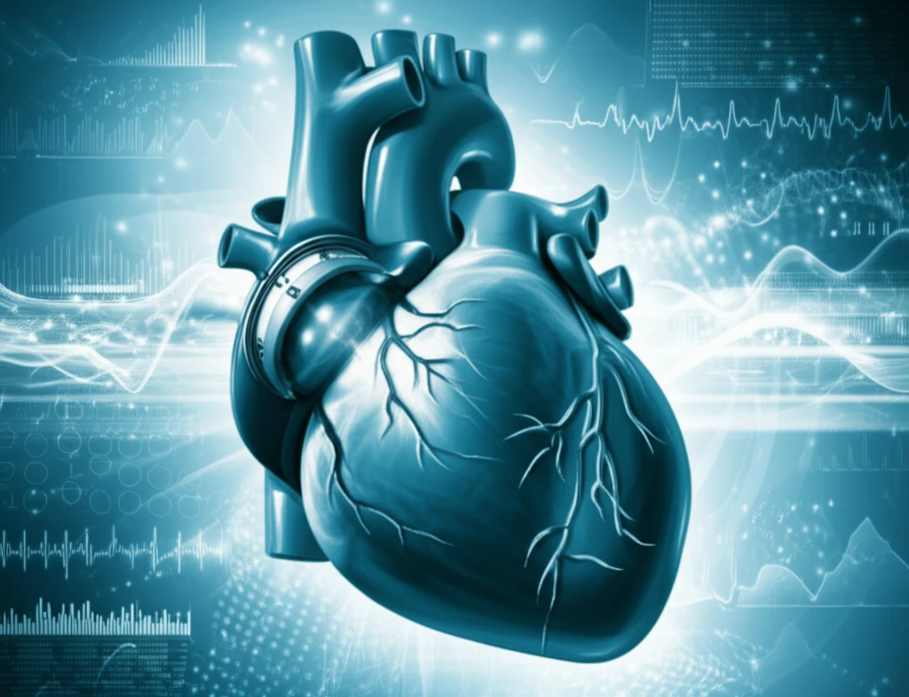 Futuristic heart surgery with glowing aortic valve