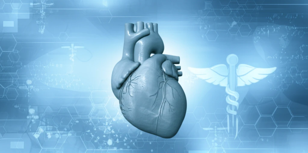 Heart gently floating, surrounded by calming blue light.