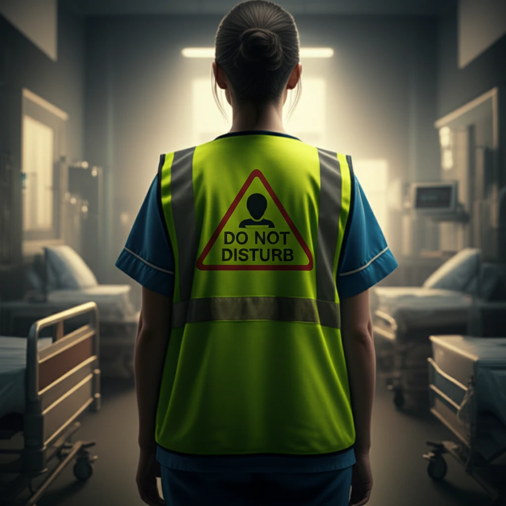 Nurse wearing a distinctive vest to prevent interruptions during blood transfusions